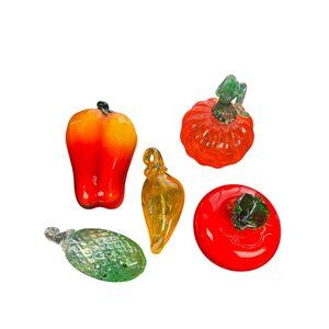 Vntg Hand Blown art Glass vegetable fruit paperweight sun-catcher ornament